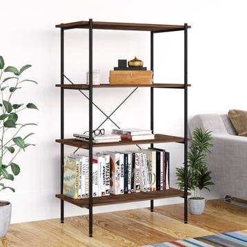 vidaXL Opbergrek 4-laags 80x40x130 cm zwart en naturel, Verzenden