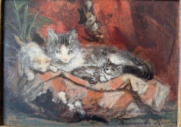 Henriette Ronner (1821-1909) - Mère chatte et ses trois