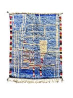 Blauw Marokkaans modern Berber Mrirt tapijt - Vloerkleed -