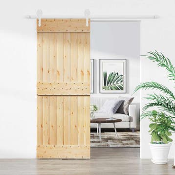 vidaXL Schuifdeur 80 x 210 cm Massief Pine Hout, Doe-het-zelf en Bouw, Verzenden, Nieuw