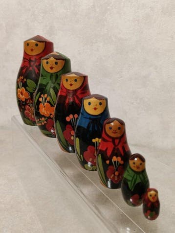 Wooden painted matryoshka. Made in the USSR. Complete set. 7