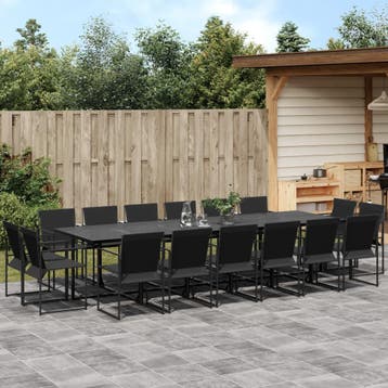 vidaXL 17-delige Tuinset textileen zwart, Verzenden, Nieuw, Tuinset