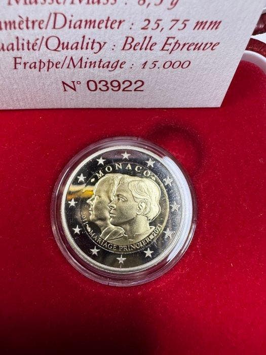 Monaco. 2 Euro 2021 10 Ans du Mariage Princier Proof, Postzegels en Munten, Munten | Europa | Niet-Euromunten