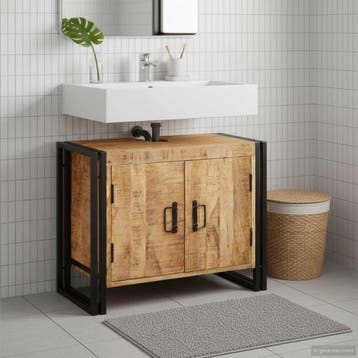 vidaXL Wastafelkast met plank Bruin 71 x 33 x 58 cm Massief, Verzenden