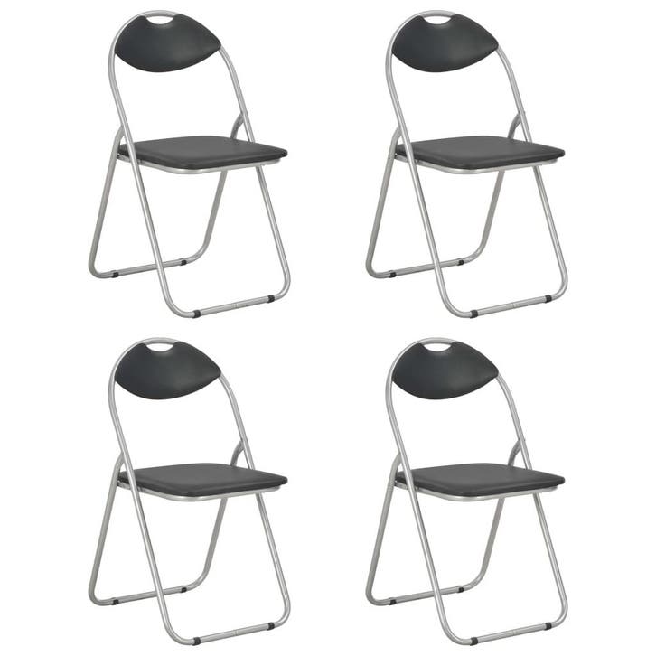vidaXL Eetkamerstoelen inklapbaar 4 st kunstleer zwart, Huis en Inrichting, Stoelen, Nieuw, Verzenden