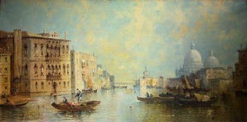 William Meadows (1870-18 - Canal Grande & Santa Maria della, Antiek en Kunst, Kunst | Schilderijen | Klassiek