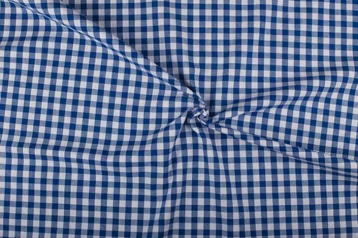 Ruitjesstof cobalt wit geruit - 10mm geruit, Hobby en Vrije tijd, Stoffen en Lappen, 120 cm of meer, 200 cm of meer, Blauw, Nieuw