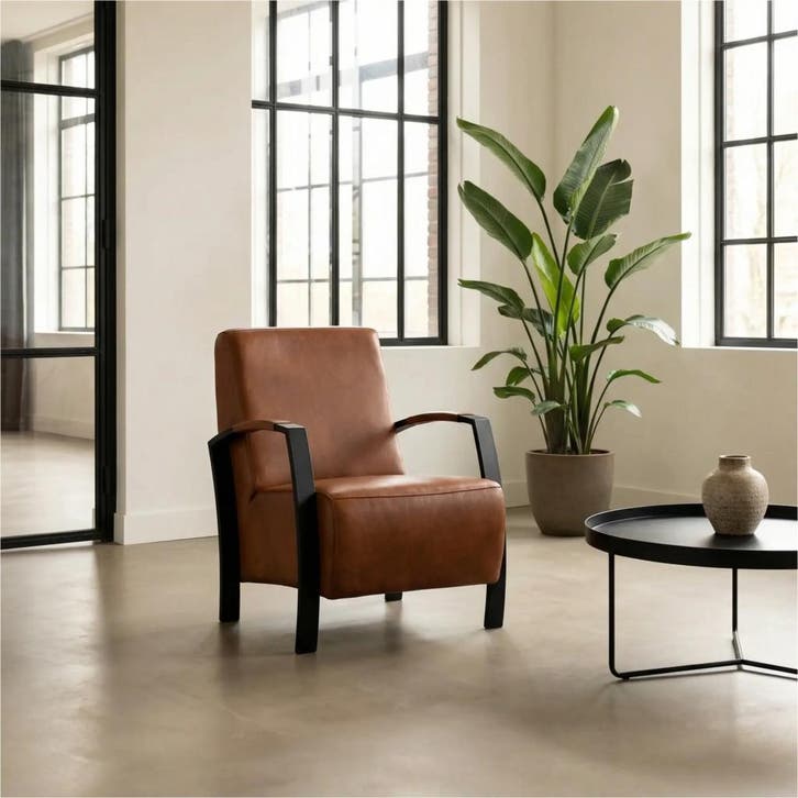 Leren fauteuil Glory, Huis en Inrichting, Fauteuils, 50 tot 75 cm, 75 tot 100 cm, Nieuw, Leer, Ophalen of Verzenden