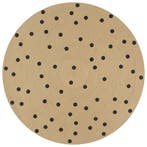 vidaXL Vloerkleed handgemaakt met print polkadot 120 cm jute, Huis en Inrichting, Stoffering | Tapijten en Vloerkleden, Verzenden