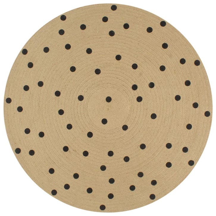 vidaXL Vloerkleed handgemaakt met print polkadot 120 cm jute, Maison & Meubles, Ameublement | Tapis & Moquettes, Envoi