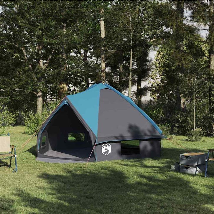 vidaXL Teepee Tent voor 6 Personen 6-persoons Blauw en Grijs, Caravans en Kamperen, Tenten, Nieuw, Verzenden