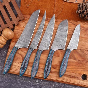 Keukenmes - Kitchen knife set - Keukenmessenset met leren