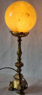 Tafellamp - Messing, Glas - Prachtig en edel, Antiek en Kunst