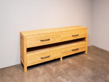 Badkamermeubel teak 200x45x85cm - Naturel, 150 tot 200 cm, Nieuw, Ophalen of Verzenden, Minder dan 100 cm