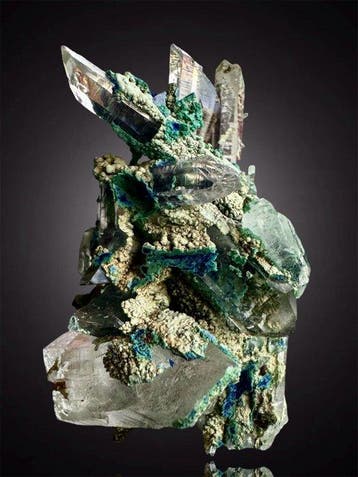 Quartz avec malachite et azurite Collection de cristaux -
