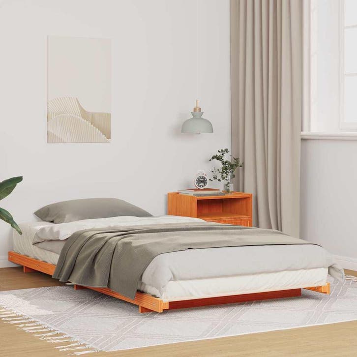 vidaXL Bedframe Wasbruin 100 x 220 cm Massief grenenhout, Huis en Inrichting, Slaapkamer | Bedden, Nieuw, Verzenden