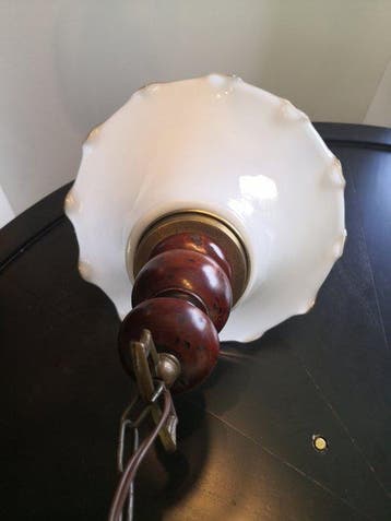 Lamp - Glas, Hout, Messing - Vintege hanglamp