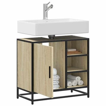 vidaXL Wastafelkast Sonoma eiken 65x33x60 cm bewerkt hout, Verzenden, Nieuw