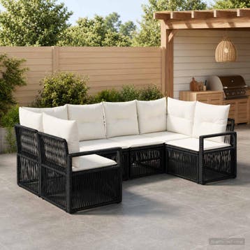 vidaXL Tuinbank Set 6 st 6-Aantal zitplaatsen Zwart poly, Verzenden