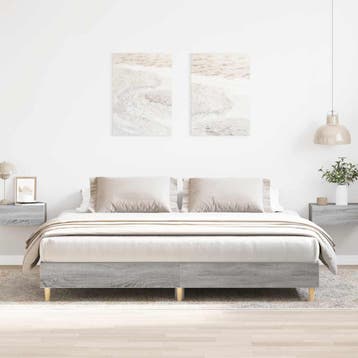 vidaXL Bedframe zonder matras 160x200 cm spaanplaat grijs, Verzenden