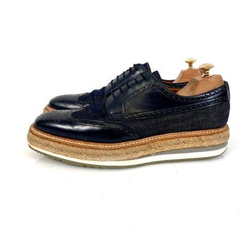 Prada Sneaker Brogue Denim Navy Blue 2EG015 UK 9 - Brogues -