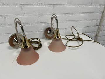 Nachtlampje (2) - Nachtlamp - Metaal, Glas - Vintage Wand