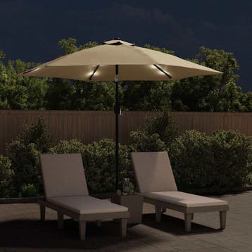 vidaXL Parasol met LED-verlichting en stalen paal 300 cm, Tuin en Terras, Verzenden, Nieuw