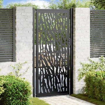 vidaXL Poort met sporenontwerp 100x200 cm staal zwart, Verzenden