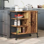 vidaXL Keuken Trolley Oudhout 87.5 x 39 x 84.5 cm Bewerkt, Verzenden, Nieuw