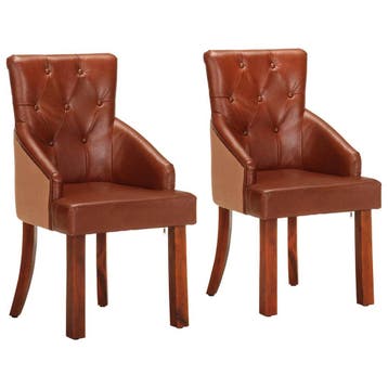 Eetkamerstoelen leer -61% | Retour deal, Huis en Inrichting, Stoelen, Overige materialen, Twee, Bruin, Verzenden