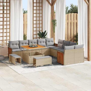 vidaXL Tuinbank Set 17 st 12-Aantal zitplaatsen Beige en, Verzenden