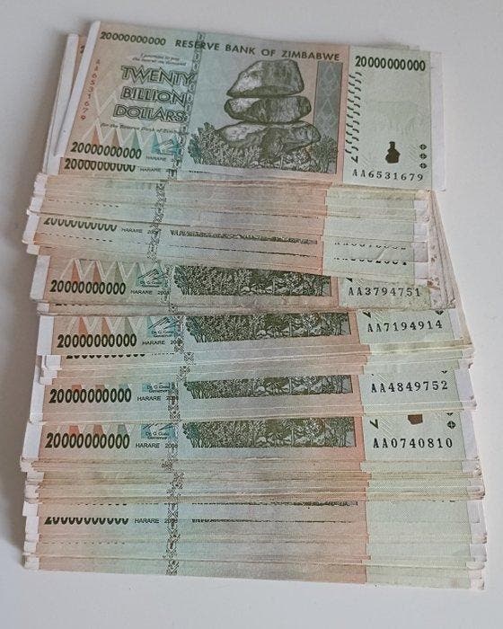 Zimbabwe. - 100 x 20 Billion Dollars - 2008 - Pick 86, Postzegels en Munten, Bankbiljetten | Europa | Niet-Eurobiljetten