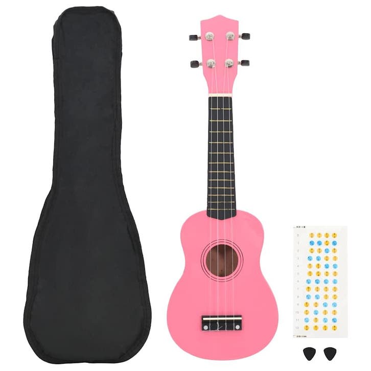 vidaXL Ukuleleset met tas voor kinderen sopraan 23 roze, Musique & Instruments, Musiques & Instruments Autre, Envoi