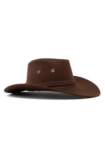 KIMU® Cowboyhoed Donkerbruin Suedelook Lichtgewicht Donkerbr, Kleding | Heren, Carnavalskleding en Feestkleding, Ophalen of Verzenden