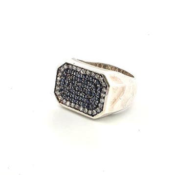 Zonder minimumprijs - Ring Zilver - 0.80ct. tw. Saffier -, Nieuw