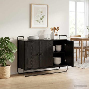 vidaXL Dressoir Zwart eiken 102 x 35 x 75 cm Bewerkt hout, Verzenden
