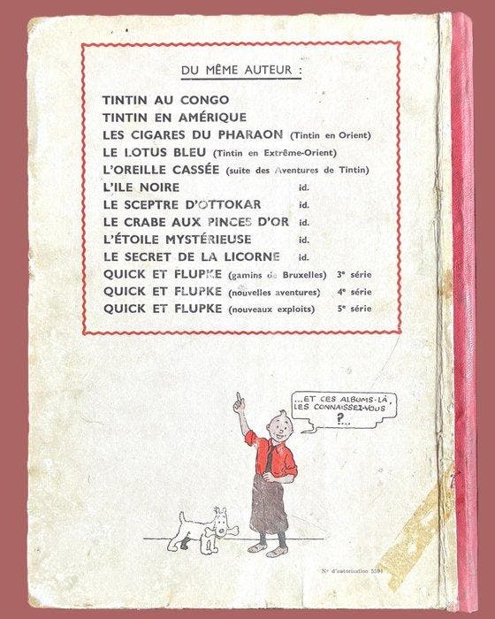 Tintin T9 - Le crabe aux pinces dor (A22 -Autorisation 5594, Boeken, Stripverhalen