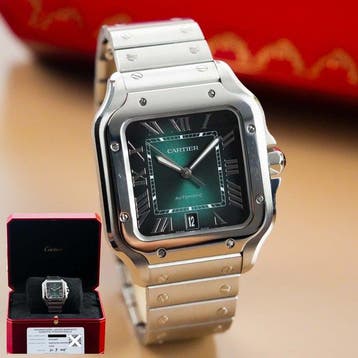 Cartier - Santos Large Green Dial - WSSA0062 - Heren - na, Nieuw