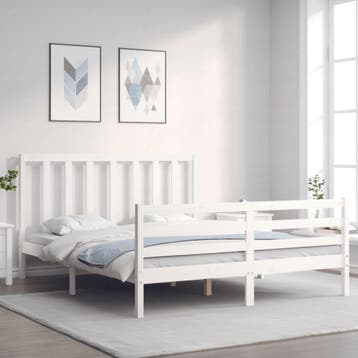 vidaXL Bedframe zonder matras massief grenenhout wit 160x200, Verzenden