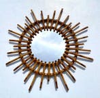 Wandspiegel - Rattan - Soleil vintage, Antiek en Kunst