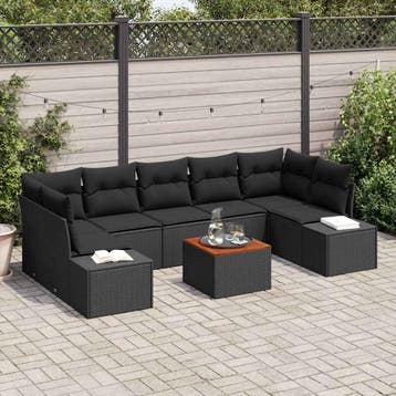 vidaXL Tuinbank Set 8 st Zwart poly rattan, Verzenden, Nieuw