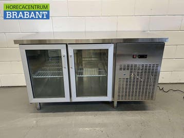 Établi réfrigéré en acier inoxydable 2 portes en verre 1/1, Verzenden