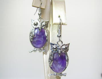 amethist Oorbellen - Hoogte: 43 mm - Breedte: 15.1 mm- 12.2