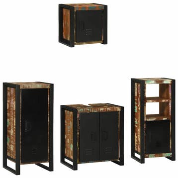 vidaXL Badkamermeubel Set met lade 4 pcs Massief, Huis en Inrichting, Badkamer | Badkamermeubels, Verzenden, Nieuw