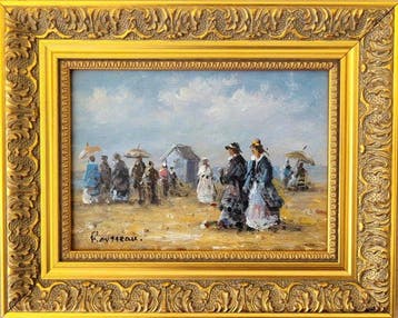 Camille Rousseau (1949) - Les élégantes à la plage ~, Antiquités & Art
