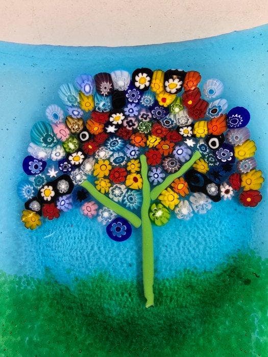 Plat - Verre de Murano - Centre de table avec Murrina, Antiek en Kunst, Antiek | Glaswerk en Kristal
