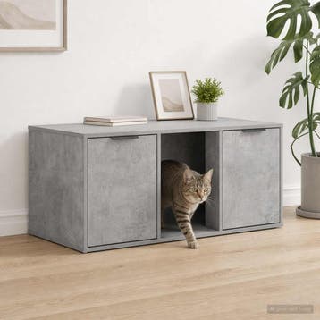 vidaXL Kattenkrat Meubel Betongrijs 100 x 49 x 45 cm Bewerkt, Dieren en Toebehoren, Verzenden, Nieuw