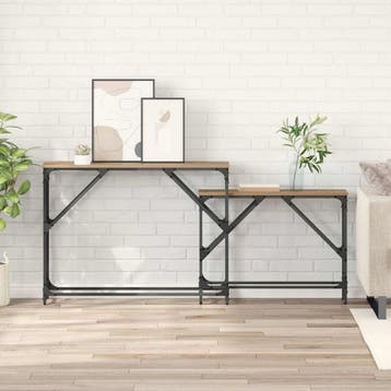 vidaXL Wandtafel 2 st Artisan Eiken 100 x 28 x 75 cm Bewerkt, Verzenden, Nieuw