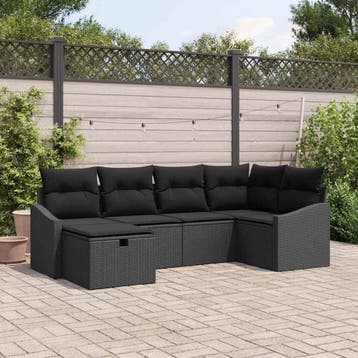 vidaXL Bankstel 6 st Zwart poly rattan, Verzenden, Nieuw