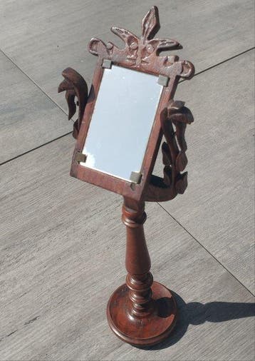 Miroir de table- Artisanat. - Bois - Petit miroir de table.
